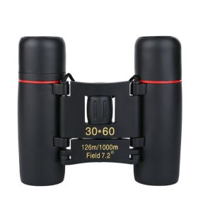 30x60 Zoom Mini Outdoor Binoculars Folding Telescopes 126/1000m Focusing Vision Hunting Telescope (Color: black)