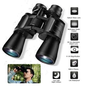 Portable Zoom Binoculars with FMC Lens Low Light Night Vision for Bird Watching Hunting Sports (Color: black)